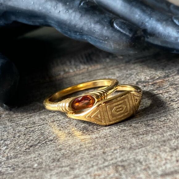 NEW Gold & Amber Ring Set - Picture 10 of 13